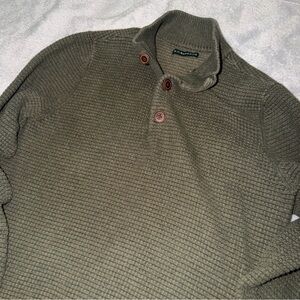 G.H Bass Green Waffle Knit Sweater with Button Details